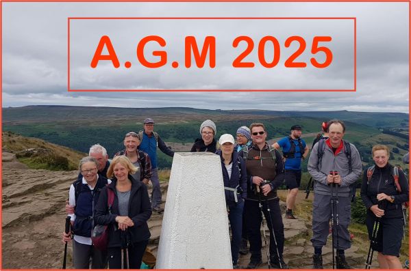 Ramblers round the Win Hill Trig Point